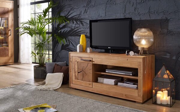 Comodă TV lemn masiv Rustic Home, 130 × 46 × 62,1 cm