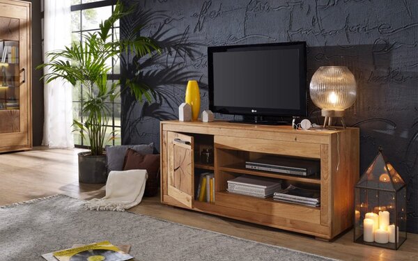 Comodă TV lemn masiv Rustic Home, 130 × 46 × 62,1 cm