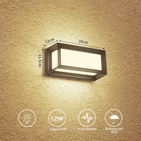 Brilagi - Aplică de perete LED PARKER/12W/230V 3000/4500/6000K antracit IP44