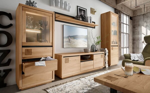 Vitrină lemn masiv Urban Loft, 65 × 40 × 148 cm