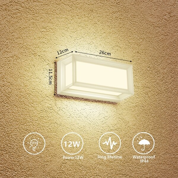 Brilagi - Aplica de perete pentru exterior PARKER LED, 12W, 230V, albă, IP44