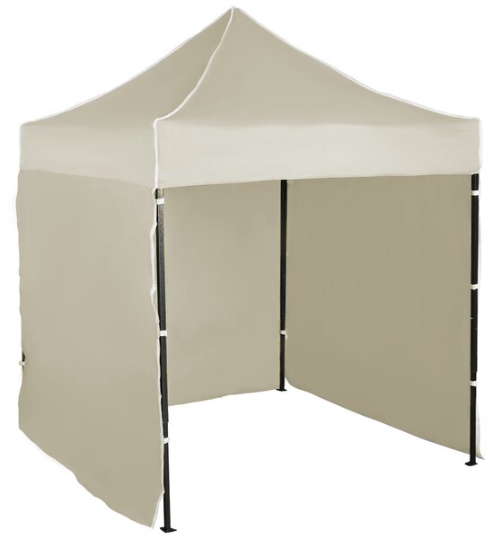 Pavilion de grădină 2x2m – din oțel, 3 pereţi laterali, Bej