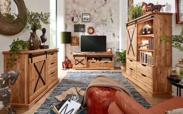 Comodă TV lemn masiv Denver, 159 × 67 × 51 cm