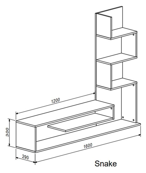 Mobilier living SNAKE, alb/stejar, PAL, 160x29x130 cm