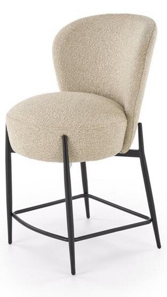 Scaun bar H126, bej/negru, stofa/metal, 57x61x95 cm