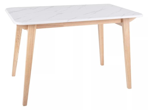 Masa MARCUS, alb cu efect de marmura/stejar, 120x75x76 cm