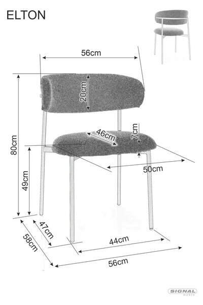 Scaun ELTON, bej deschis - Brego 22/casmir, stofa clasica/metal, 56x46x80 cm