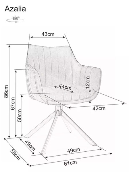 Scaun rotativ AZALIA, bej deschis/negru, stofa clasica/metal, 61x44x86 cm