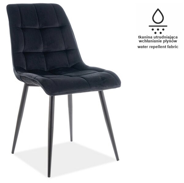 Scaun CHIC, stofa catifelata negru - Matt 99, 50x58x88 cm