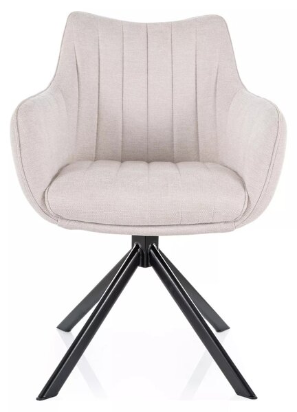 Scaun rotativ AZALIA, bej deschis/negru, stofa clasica/metal, 61x44x86 cm