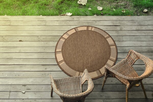 Covor sisal Floorlux rotund 20195 coffee si mais