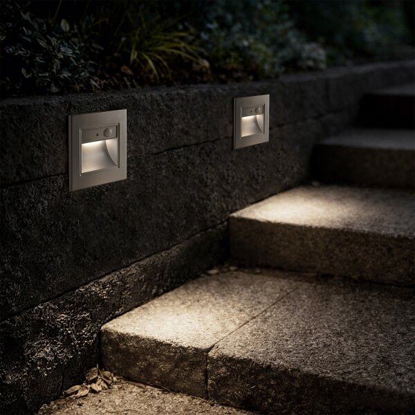 Brilagi - Lampă LED pentru scări STEP LIGHT cu senzor, 1,5 W, 230 V, IP44, argintiu