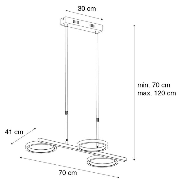 Lampă modernă cu pandantiv aurie, inclusiv LED, reglabilă în 3 trepte, 3 lumini - Vivé