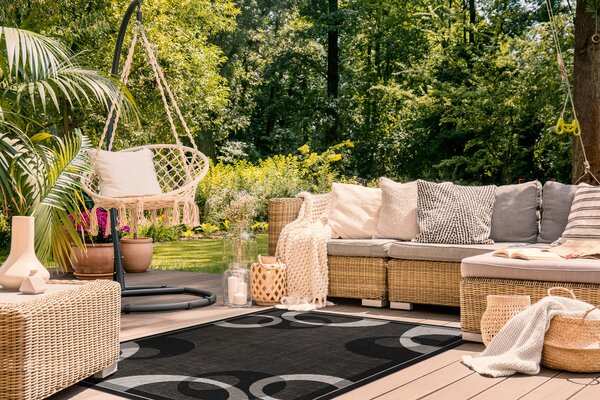 Covor sisal Floorlux 20078 negru si argintiu