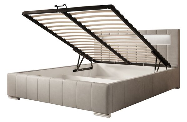 Pat cu spațiu de depozitare și iluminare LED Honey (140/160/180/200x200 cm)