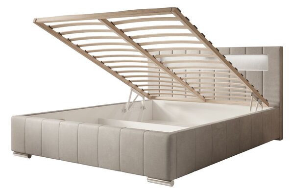Pat cu spațiu de depozitare și iluminare LED Honey (140/160/180/200x200 cm)