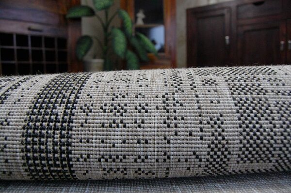 Covor sisal Floorlux 20237 argintiu si negru