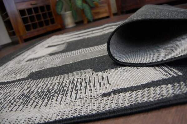 Covor sisal Floorlux 20240 negru si argintiu
