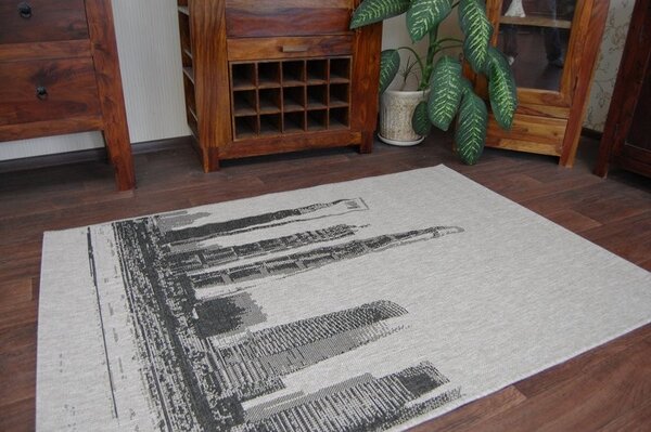 Covor sisal Floorlux 20240 argintiu si negru
