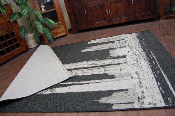Covor sisal Floorlux 20240 negru si argintiu