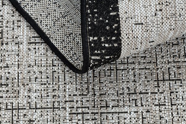 Covor sisal Floorlux 20401 Cadru argintiu si negru