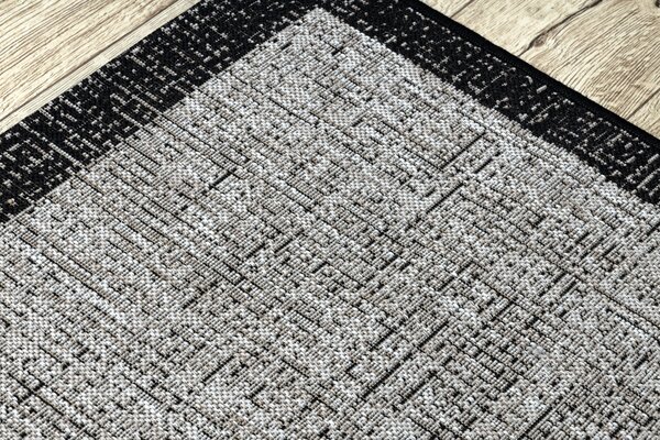 Covor sisal Floorlux 20401 Cadru argintiu si negru