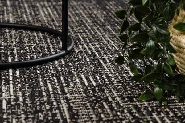 Covor sisal Floorlux 20401 Cadru negru si argintiu