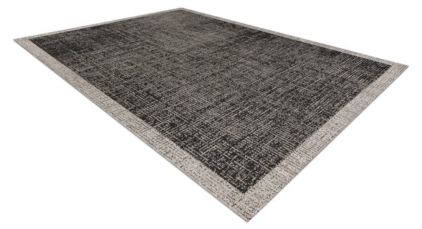 Covor sisal Floorlux 20401 Cadru negru si argintiu