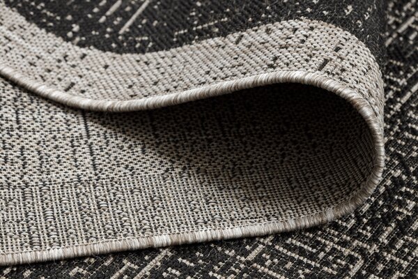 Covor sisal Floorlux 20401 Cadru negru si argintiu