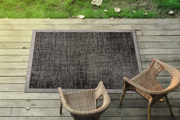 Covor sisal Floorlux 20401 Cadru negru si argintiu