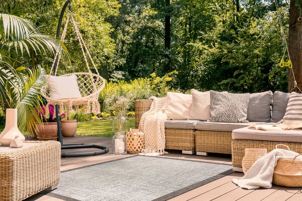 Covor sisal Floorlux 20401 Cadru şampanie si taupe