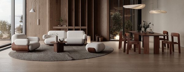 Canapea lemn masiv Cannoli, 218 × 96 × 72 cm