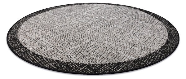 Covor sisal Floorlux Cerc 20401 Cadru argintiu si negru