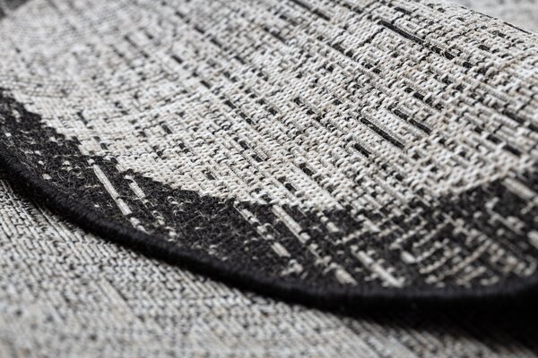 Covor sisal Floorlux Cerc 20401 Cadru argintiu si negru