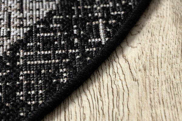 Covor sisal Floorlux Cerc 20401 Cadru argintiu si negru