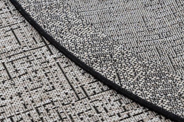 Covor sisal Floorlux Cerc 20401 Cadru argintiu si negru