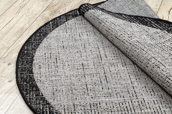 Covor sisal Floorlux Cerc 20401 Cadru argintiu si negru
