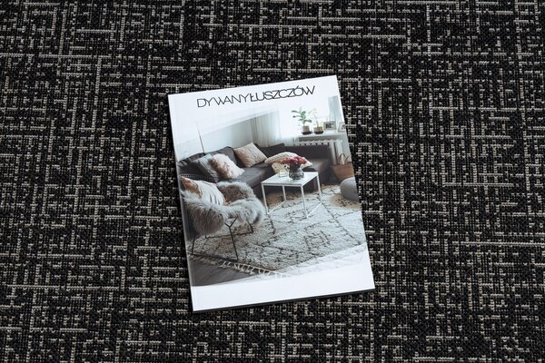 Covor sisal Floorlux Cerc 20401 Cadru negru si argintiu
