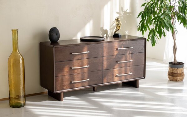 Comodă lemn masiv nuc Cooper, 160 × 42,5 × 78 cm