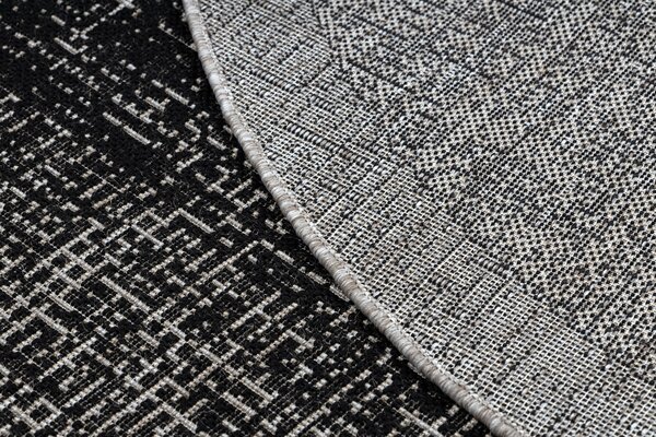 Covor sisal Floorlux Cerc 20401 Cadru negru si argintiu