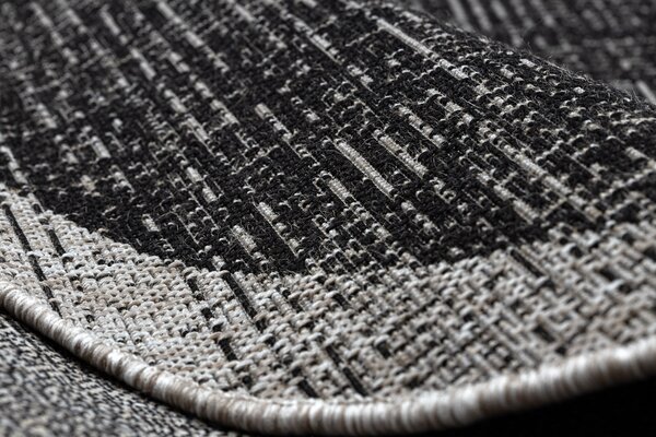 Covor sisal Floorlux Cerc 20401 Cadru negru si argintiu