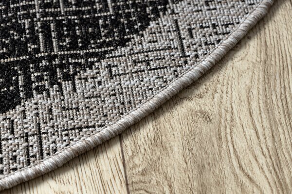 Covor sisal Floorlux Cerc 20401 Cadru negru si argintiu