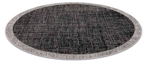 Covor sisal Floorlux Cerc 20401 Cadru negru si argintiu