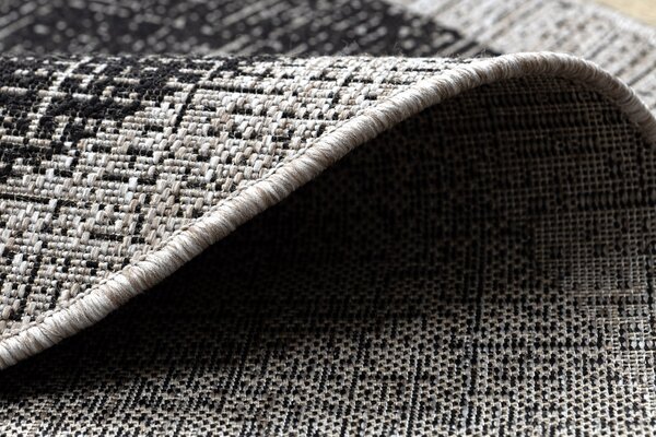 Covor sisal Floorlux Cerc 20401 Cadru negru si argintiu