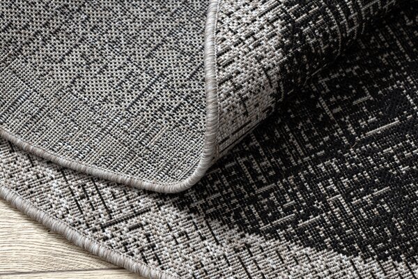 Covor sisal Floorlux Cerc 20401 Cadru negru si argintiu