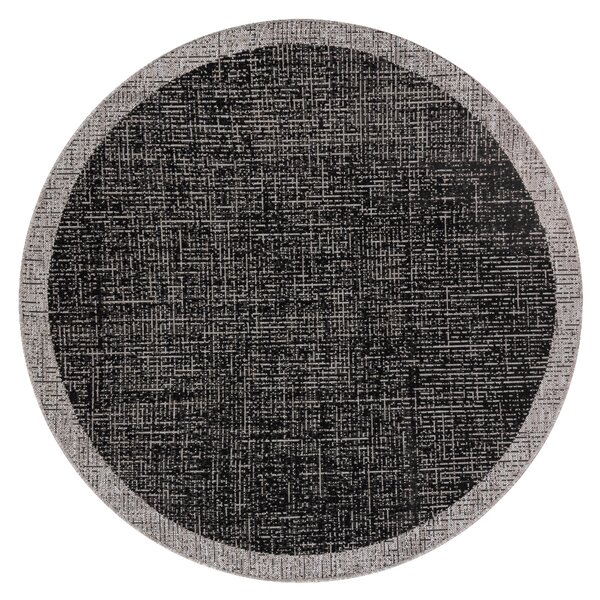 Covor sisal Floorlux Cerc 20401 Cadru negru si argintiu