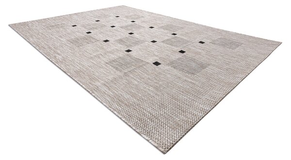 Covor sisal Floorlux 20079 Pătrat argintiu si negru