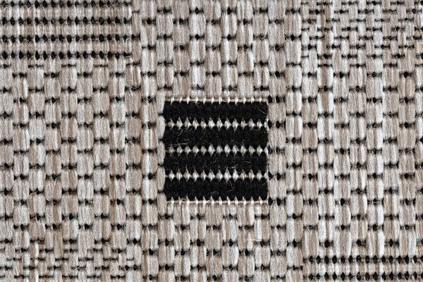 Covor sisal Floorlux 20079 Pătrat argintiu si negru