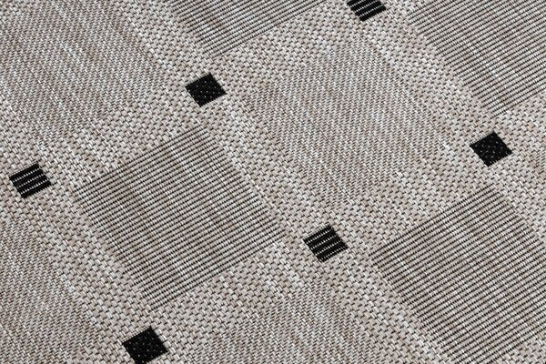 Covor sisal Floorlux 20079 Pătrat argintiu si negru