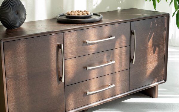 Comodă lemn masiv nuc Cooper, 160 × 42,5 × 78 cm
